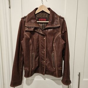 Skott brown leather jacket medium